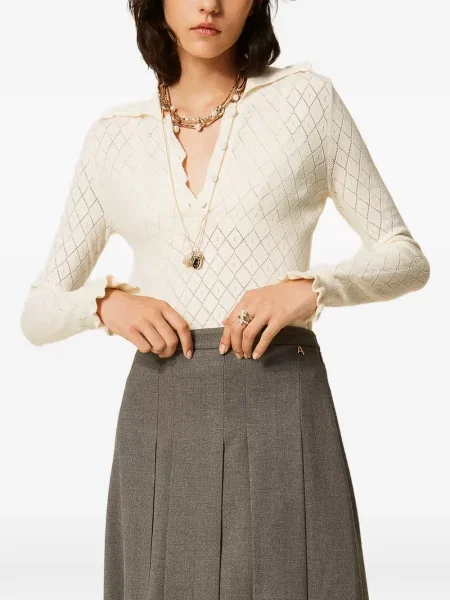 Fustă midi Twinset de flanelă gri