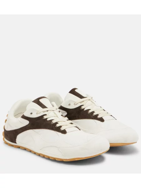 Sneakerși Bottega Veneta din piele de căprioară alb