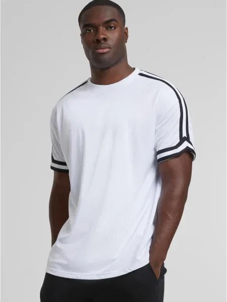 Tricou Urban Classics cu dungi plasă alb