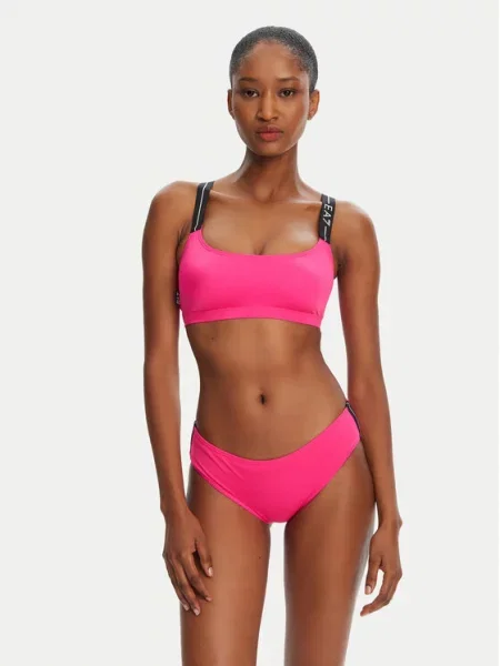 Dvoudílné plavky Emporio Armani Logo Tape Bikini Top neon pink