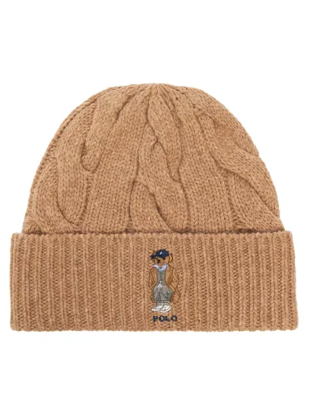 Вълнена шапка Polo Ralph Lauren бежово кафяво