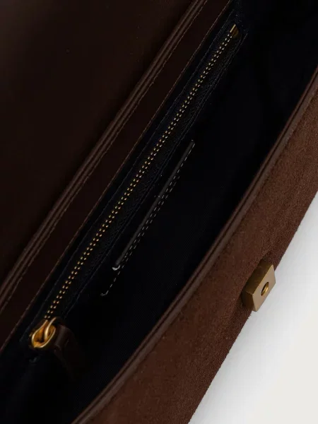 Tommy Hilfiger чанта crossbody дамска от велур кафяво