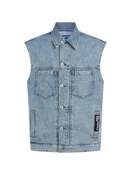 Geacă de blugi Karl Lagerfeld Jeans fără mâneci albastru