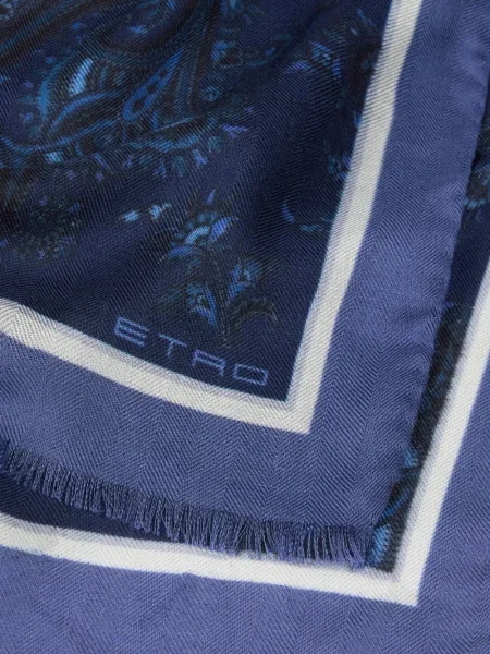 Fular Etro cu model paisley albastru