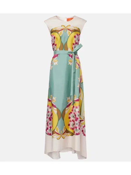 Satynowa sukienka midi La Doublej z nadrukiem do kolan