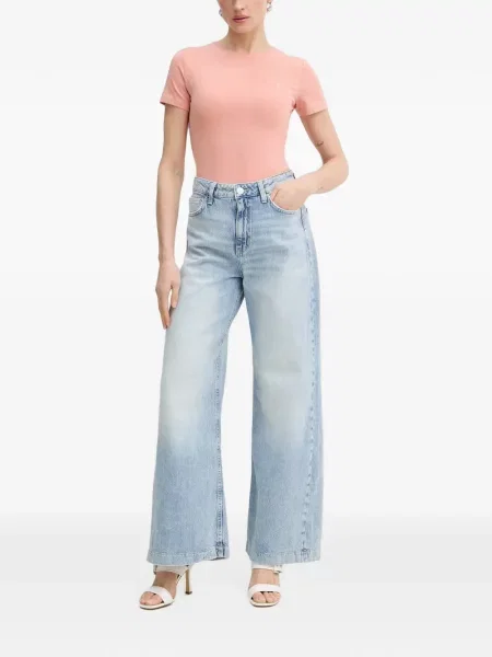 Tricou Trussardi cu broderie roz