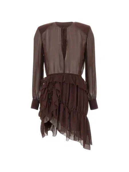 Sukienka mini Jacques z falbankami brązowa