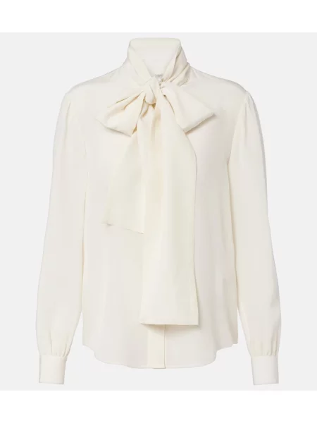 Bluză Saint Laurent de mătase cu legături alb