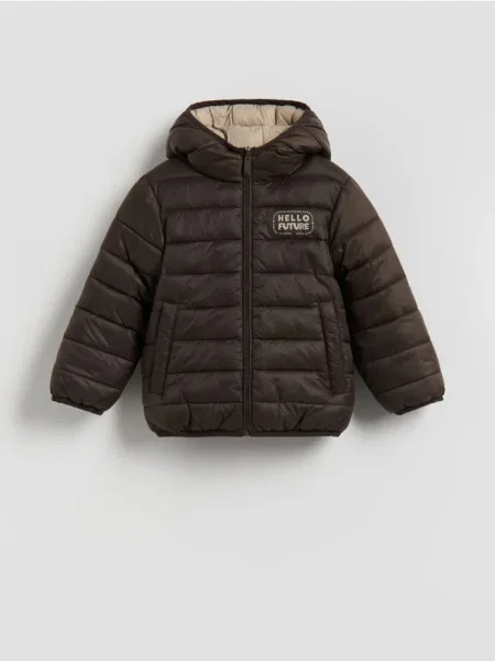 Reserved Jachetă reversibilă cu glugă maro-închis maro