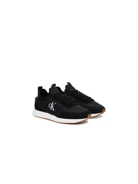 Dámske topánky Calvin Klein Retro Runner Sock Laceup Mix Mat black/bright white čierna