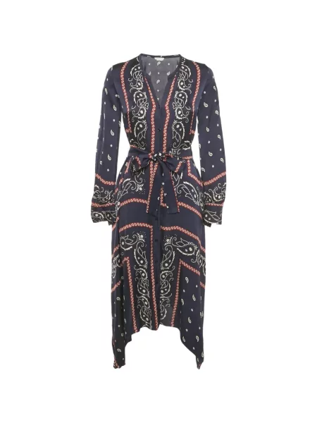 Sukienka midi Sandro do kolan garniturowa niebieska