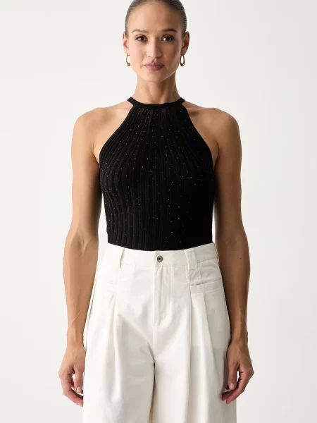 Guess top tricotat pentru femei cu vâscoză negru