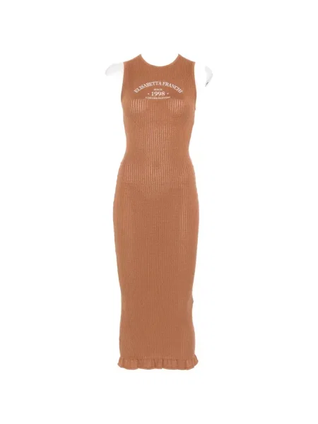 Rochie midi Elisabetta Franchi până la genunchi de costum maro