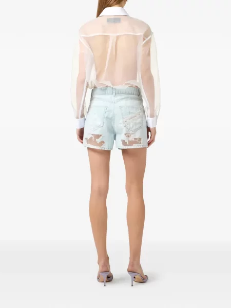 Kombinezon krótki Elisabetta Franchi z przetarciami garniturowy niebieski