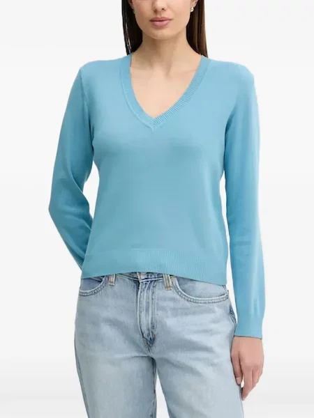 Pulover Benetton cu decolteu în V albastru