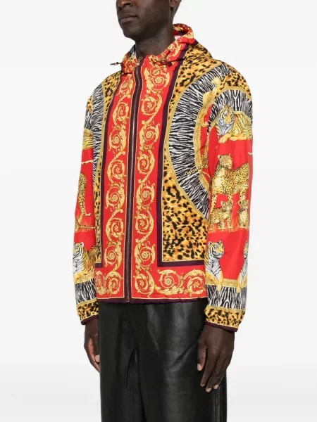 Geacă Versace cu glugă roșu