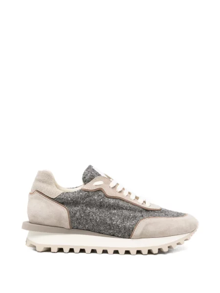 Sneakerși Eleventy cu șireturi din dantelă gri