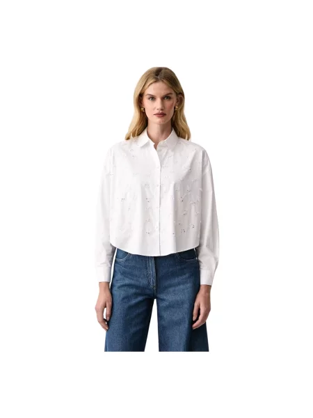 Bluzka w kroju regular fit z cekinami Armani Exchange biała