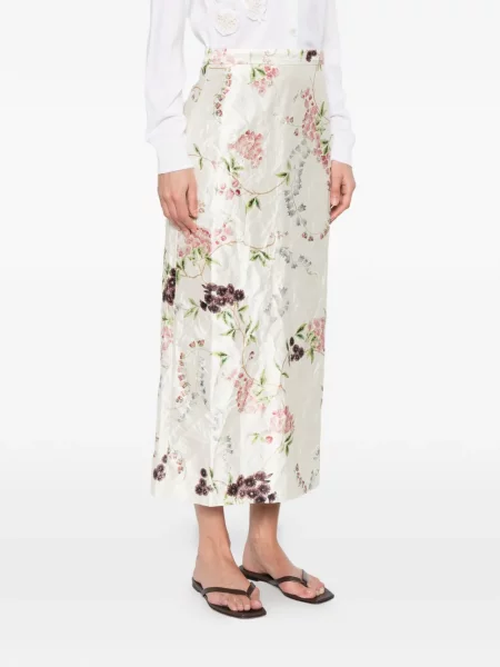Fustă Erdem cu model floral alb