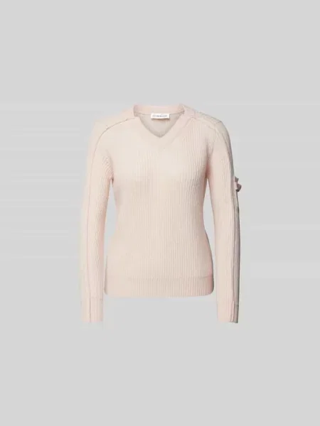 Sweter z prążkowanym ściągaczem Victoria Beckham różowy