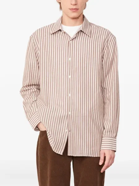 Cămașă Officine Générale cu dungi lungă maro