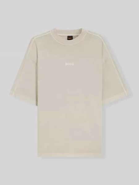 T-shirt o kroju relaxed fit z czystej bawełny model TE_TILE' Boss Orange beżowa