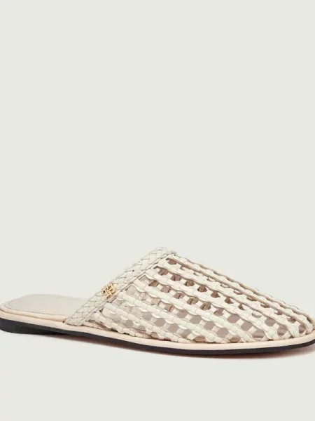 Tommy Hilfiger Papucs Hilfiger Leather Mix Flat Mule Krém
