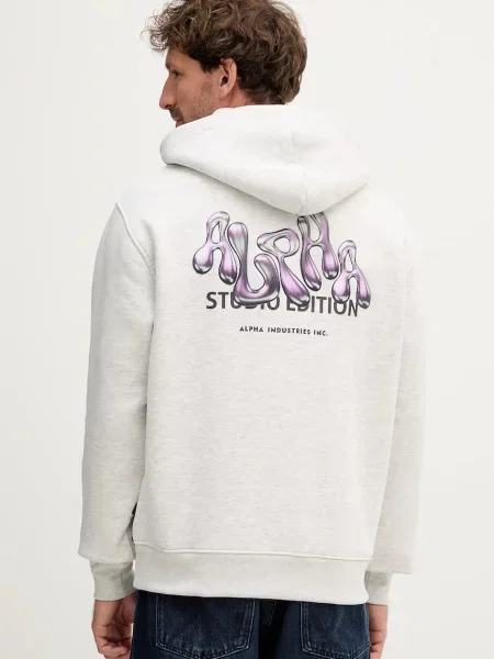 Geacă Alpha Industries cu glugă gri