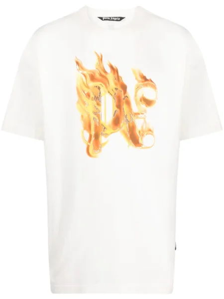 Tricou Palm Angels cu imagine alb