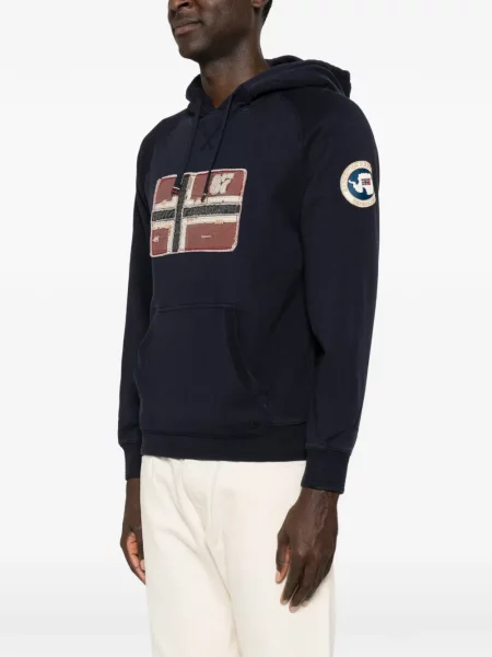 Hoodie Napapijri με αυτόγραφο με κορδόνι μπλε