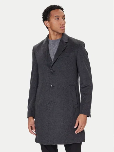 BOSS Palton de lână Hyde Gri negru