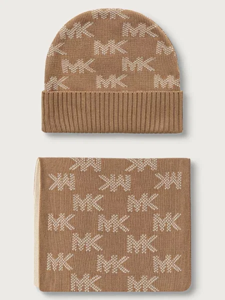 MICHAEL Michael Kors căciulă și fular pentru femei cu amestec de lână bej