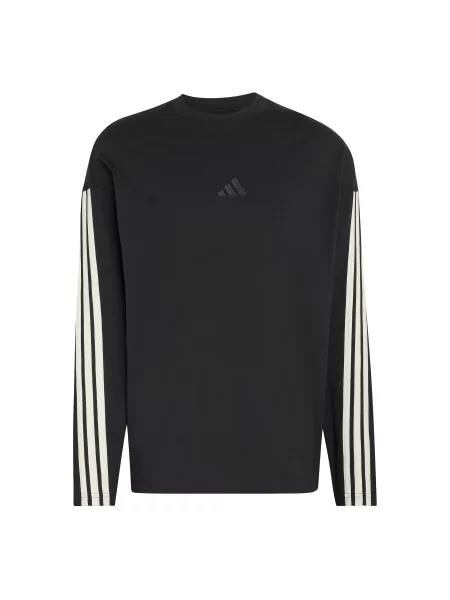 Lung tricou sport Adidas Sportswear cu dungi cu mâneci lungi alb