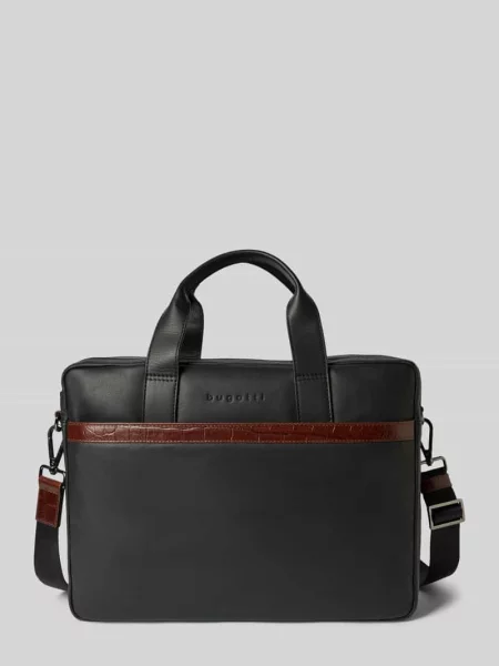 Torba na laptop z naturalnej skóry model Corso Deluxe' Bugatti czarna