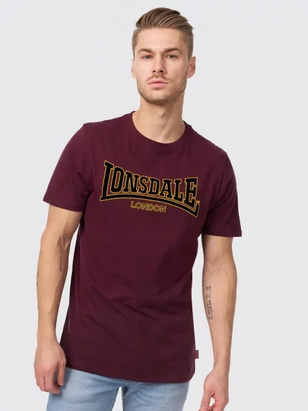 LONSDALE Majica Classic zlato-rumena / burgund črna