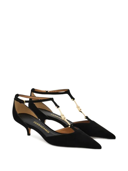 Pantofi cu toc Ferragamo cu cataramă negru