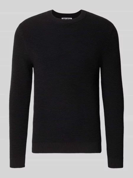 Sweter dzianinowy z czystej bawełny o kroju regular fit Review czarny