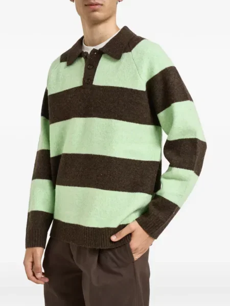 Tricou polo Les Deux cu dungi verde