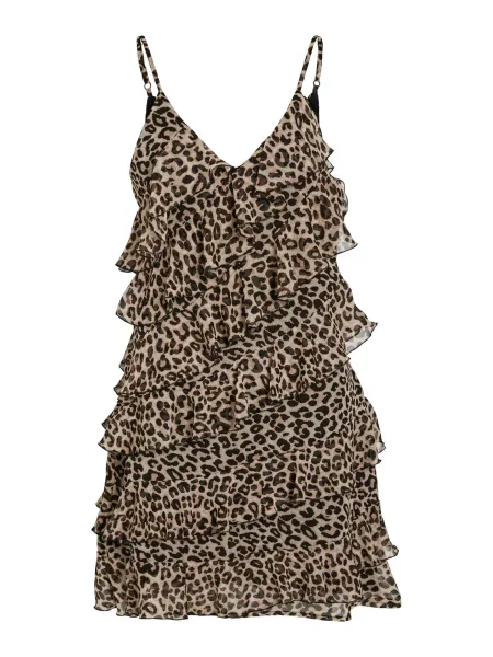 VILA Rochie de vară VILUNA bej / maro negru