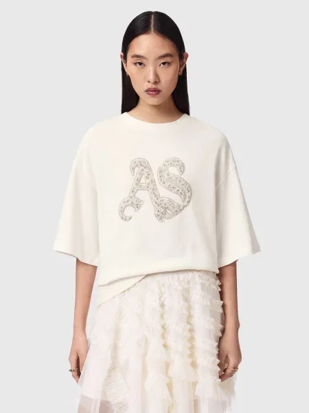 AllSaints tricou oversized pentru femei din ICON alb