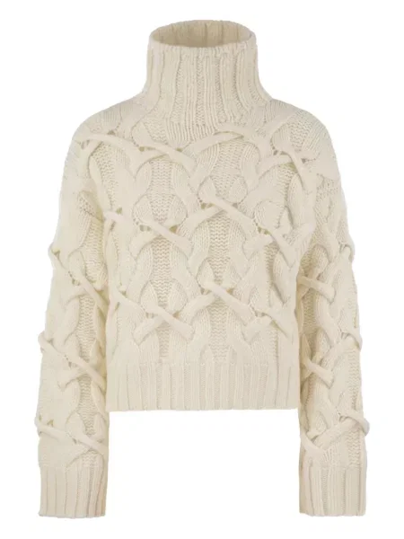 Sweter Brunello Cucinelli z kaszmiru biały