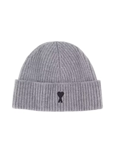 Czapka Ami Paris wełniana z logo szara