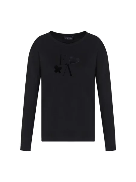 Top Emporio Armani z nadrukiem z dżerseju czarny