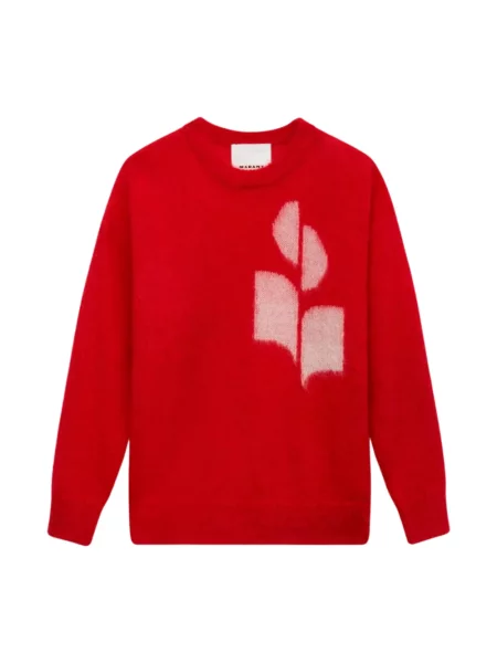 Długi sweter Isabel Marant z długim rękawem z logo czerwony