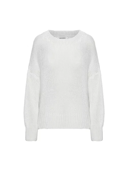 Sweter Americandreams z okrągłym dekoltem biały