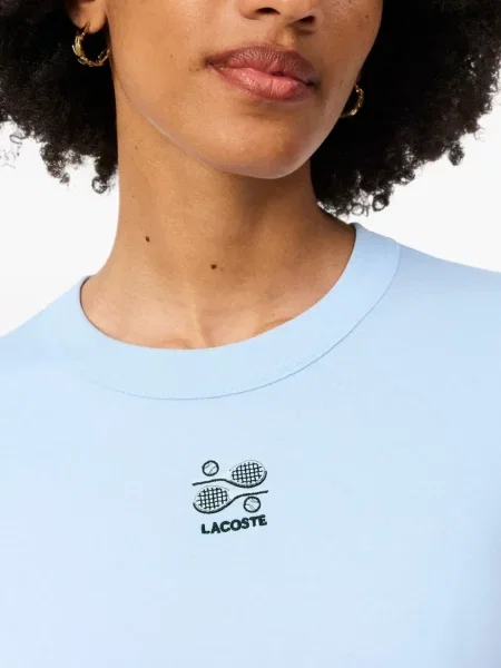 Тениска Lacoste с принт с кръгло деколте синьо