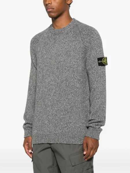 Pulover Stone Island cu decolteu rotund cu strasuri gri
