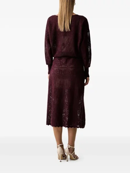 Rochie midi Twinset tricotate cu cordon violet