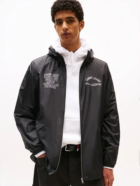 Tommy Jeans Geacă de primăvară-toamnă negru / murdar alb