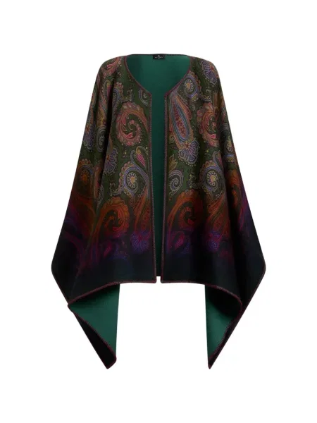 Reversibil geacă Etro de lână cu model paisley verde